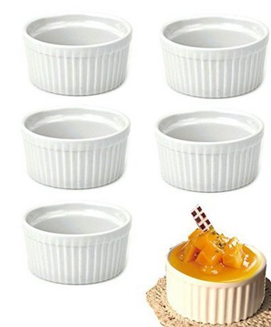 Set of 8pcs Round Porcelain Oven Safe Ramekin Dessert Souffle Baking Dish (white)