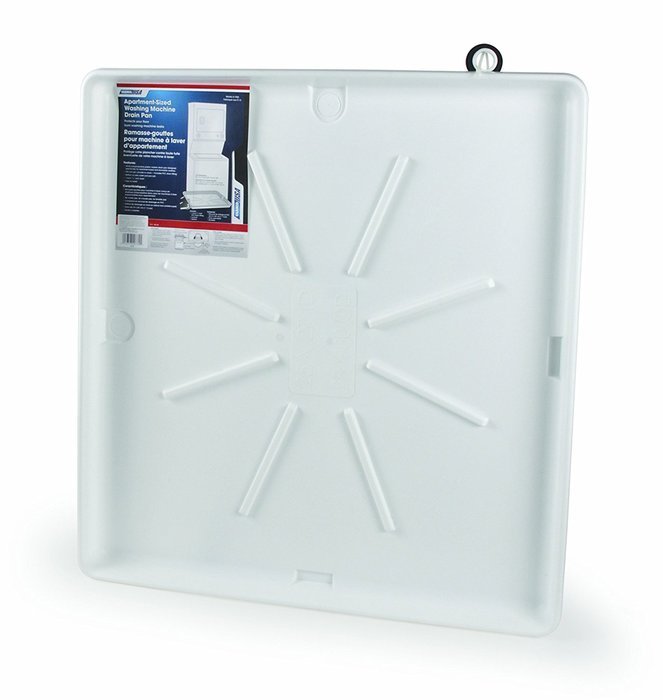 Camco 20762 30"OD x 28" Washing Machine Drain Pan for Stackable Units w/PVC Fitting (White) N2