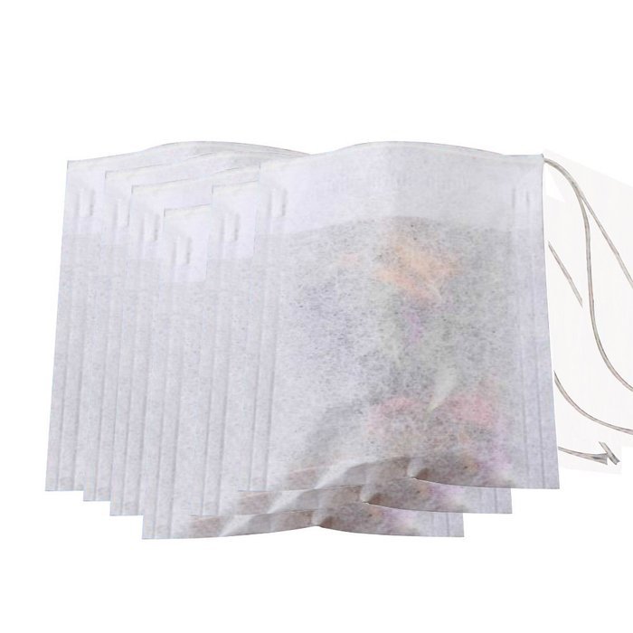 Pack of 100pcs Disposable Empty String Drawstring Tea Dregs Filter Paper Bags for Loose Tea Herbs Spice Bouquet... N3