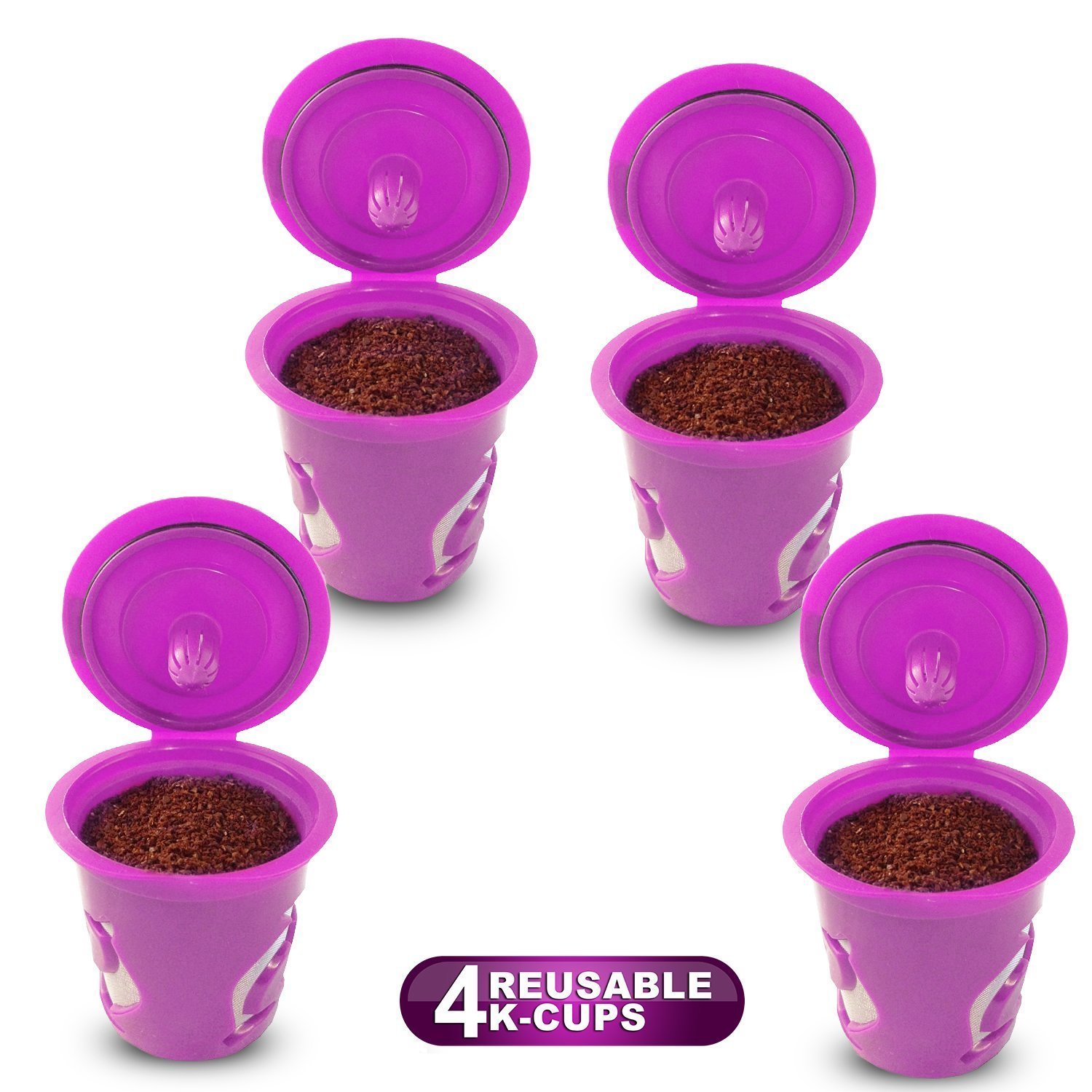 Jinsen Reusable K-cup Coffee Filter for Keurig 2.0 (Purple Color Set(3 ...