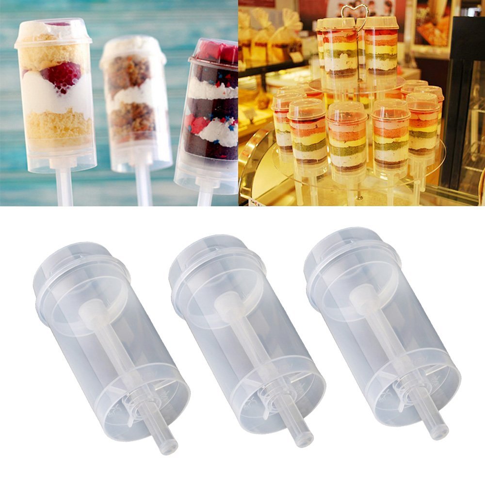 12 PCS Plastic Round Shaped Clear Push-Up Cupcake Cake Pops Push Pop ...