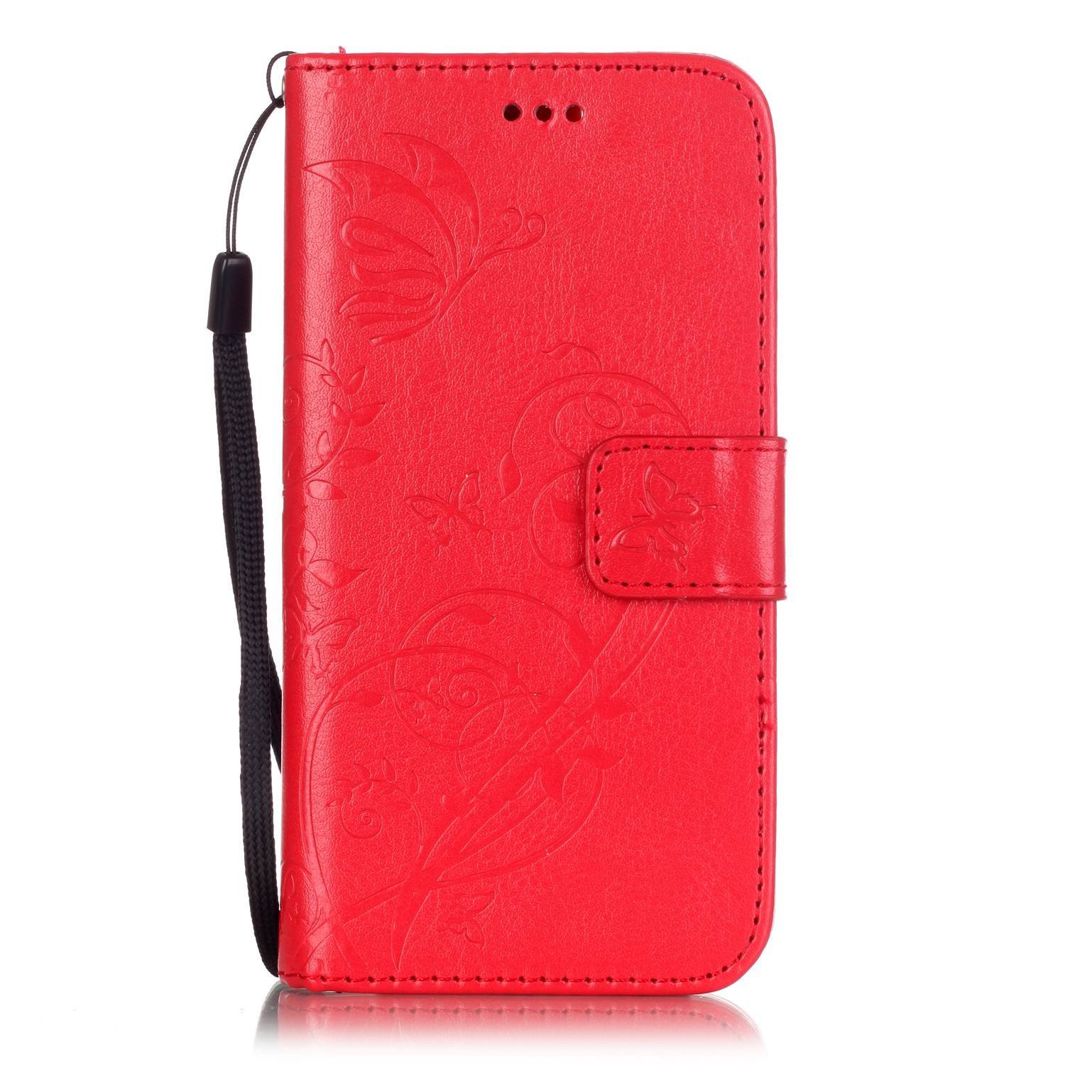 Iphone 7 Case,phezen Embossed Flower Butterfly Pu Leather Iphone 7 