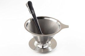 Rohst Reusable Pour Over Coffee Dripper - Paperless Stainless Steel Filter with Scoop and Bag Clamp Combo N7