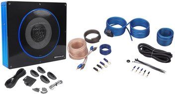 Rockville RW8CA 8" 600 Watt Under-Seat Slim Amplified Car Subwoofer +Wire Ki N2