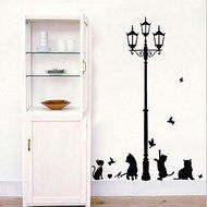 Hyalo (TM) New Hot Naughty Cats Birds and Street light Lamp Post Wall Stickers home decoation