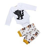 Clothes Set ,BeautyVan Newborn Infant Clothes Baby Boy Monsters Print Tops Romper+ Pants Outfits Set (12M, White) N4