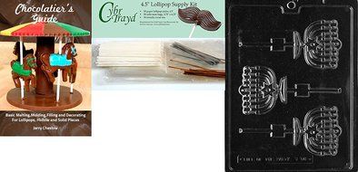 Cybrtrayd R058 Menorah Lolly Chocolate Candy Mold with Exclusive Cybrtrayd Copyrighted Chocolate Molding Instructions... N2