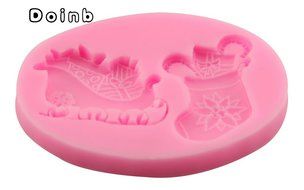 Doinb Christmas Trees Santa Claus Snowman Deer FDA Silicone Fondant Molds Outer Size 7.3x7.3x1.2cm GJM-2800 N64