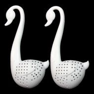 2Pcs Cute Plastic Colander Swan Design Tea Herb Strainer Teaspoon Infuser Filter (Color Black or White Send at... N5