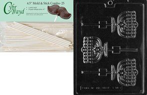 Cybrtrayd R058 Menorah Lolly Chocolate Candy Mold with Exclusive Cybrtrayd Copyrighted Chocolate Molding Instructions... N3