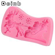 Doinb Christmas Trees Santa Claus Snowman Deer FDA Silicone Fondant Molds Outer Size 7.3x7.3x1.2cm GJM-2800 N67