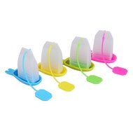 Cojoy Tea Infuser Silicone Strainer + Steeper + Teabag Coaster (4 Colors/Pack) N6