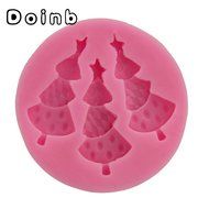 Doinb Christmas Trees Santa Claus Snowman Deer FDA Silicone Fondant Molds Outer Size 7.3x7.3x1.2cm GJM-2800 N68