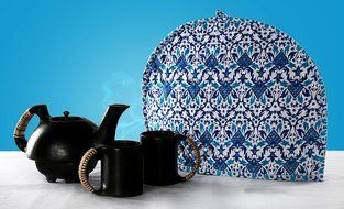Blue Tea Cosy Cotton 15x11 Tea Cozy Printed Floral By Rajrang N25