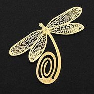 Pink Lizard Reading Gold-plated Dragonfly Metal Clip Bookmark Gift Book Marks N2