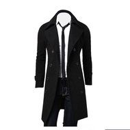 Men's Jacket,Laimeng Winter Slim Stylish Trench Coat Double Breasted Long Jacket Parka (M, Khaki) N7