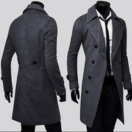 Men's Jacket,Laimeng Winter Slim Stylish Trench Coat Double Breasted Long Jacket Parka (M, Khaki) N9