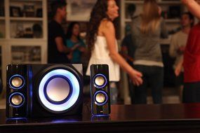 Cyber Acoustics 2.1 Bluetooth Speaker System with LED Lighting Effects, Black (CA-SP34BT)