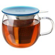 FORLIFE Lucidity Glass Brew-in-Cup with Stainless Infuser and Lid, 12-Ounce/355ml, Teal N10