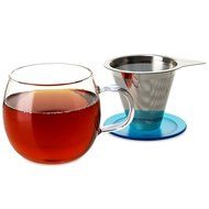 FORLIFE Lucidity Glass Brew-in-Cup with Stainless Infuser and Lid, 12-Ounce/355ml, Teal N11