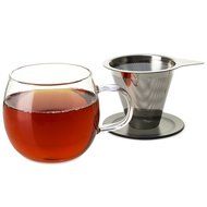 FORLIFE Lucidity Glass Brew-in-Cup with Stainless Infuser and Lid, 12-Ounce/355ml, Teal N13