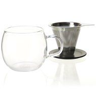 FORLIFE Lucidity Glass Brew-in-Cup with Stainless Infuser and Lid, 12-Ounce/355ml, Teal N14