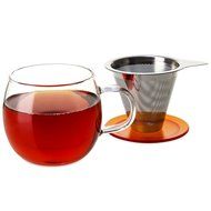 FORLIFE Lucidity Glass Brew-in-Cup with Stainless Infuser and Lid, 12-Ounce/355ml, Teal N16