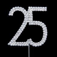 1 X 25th Anniversary Birthday Cake Topper w/Rhinestone Party Decoration N7