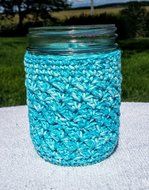 Hand Crocheted Pint Mason Jar Drinking Glass Cozies, tropical Florida colors, set of 4 N4