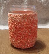 Hand Crocheted Pint Mason Jar Drinking Glass Cozies, tropical Florida colors, set of 4 N5