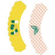 Luau Hawaiian Theme Flamingo Party Supplies, Pineapple Cupcake Decorations, Confetti Couture, 36 Wrappers N7