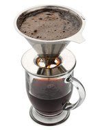 Kobwa Stainless Steel Coffee Filter Reusable Paperless Pour Over Cone Dripper with Cup Stand N7