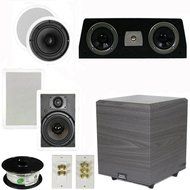 Theater Solutions 5.1 Home Theater 6.5" Speakers Set with Center 10" Powered Sub and More TS65CWC51SET4