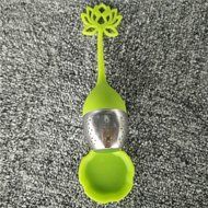 Cute Designed Lotus Shaped Stainless Steel Tea Infuser Teaspoon Silicone Loose Leaf Herb Strainer Filter Blue N12
