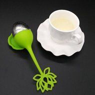 Cute Designed Lotus Shaped Stainless Steel Tea Infuser Teaspoon Silicone Loose Leaf Herb Strainer Filter Blue N13