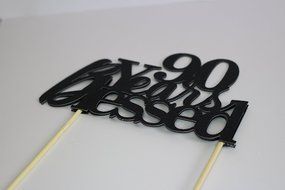 All About Details Black 90-Years-Blessed Cake Topper N4