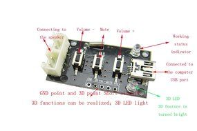 Yeeco Mini USB Audio Amplifier 5V Power Supply Power Audio Module+Audio Input Mini 2.0 with 3D Volume Adjustment N4