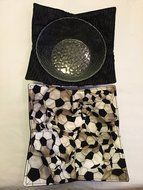 Black &amp; white Soccer balls - handmade, Hot Cold Bowl Cozy,Microwave Bowl Cozie,Fabric Trivet,Hot pad,Pot Holder...