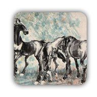Generic Cup Mat Different Printed Asian Artists Horse Mdf Material N4