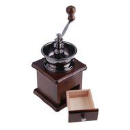 Manual Coffee Mill Wood Stand Bowl Antique Hand Coffee Bean Grinder N4