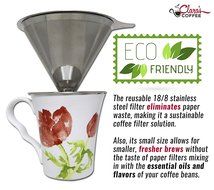 Pour Over Coffee Filter Dripper -- The Stainless Steel Designed Cone Drip Brewer Has A Double Mesh Metal Filter... N9