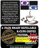 Og Refillable Reusable Coffee Filter Compatible with Keurig K Cup Coffee System 2.0 &amp; 1.0 Brewers (Pack of 6)plus... N4