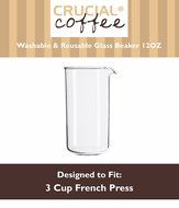 3 Cup (12 OZ) Washable &amp; Reusable Universal Replacement French Press Glass Beaker Fits Bodum &amp; All 3 Cup French... N2