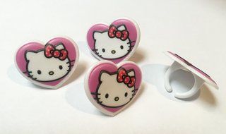 Hello Kitty Hearts Cupcake Topper Rings - Set of 12