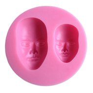 FLYMOR 3D Silicone Human Face Shape Chocolate Fondant Mold Cake Decoration,Pink N5