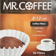 Mr. Coffee Basket Coffee Filters, 8-12 Cup, White Paper, 8-inch, 50-Count Boxes (Pack of 12)