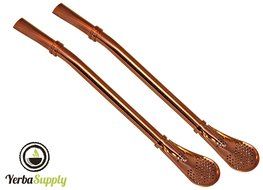 2 Yerba Supply Yerba Mate Tea Bombilla Gourd Drinking Straws Filtered (Rose Gold) N3