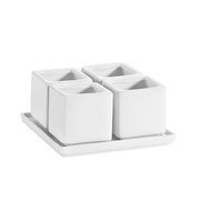 CAC China DT-SQ4 2-Ounce Porcelain 4 Square Bowls on Square Tray, 2 by 2-Inch, Super White, Box of 10