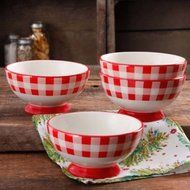The Pioneer Woman Charming Check 6" Footed Bowl, Set of 4 N2