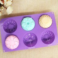 Peicees 6 Cavity Silicone Flower Soap Mold Chrysanthemum Sunflower Mixed Flower shapes&nbsp;Cupcake Backing mold Muffin... N2